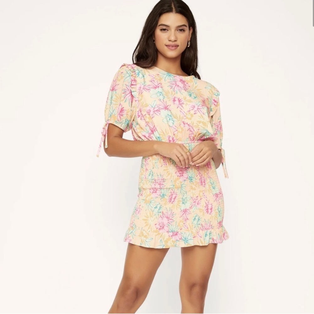 Lost + Wander Sunkist Aloha smocked mini dress